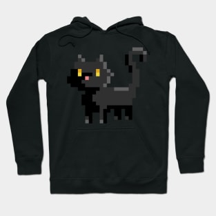 Pixel Art Black Cat 8 Bit Illustration Hoodie